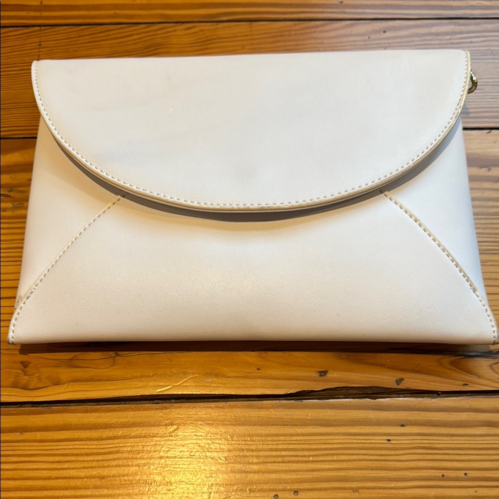 New York & Company White Leather Clutch